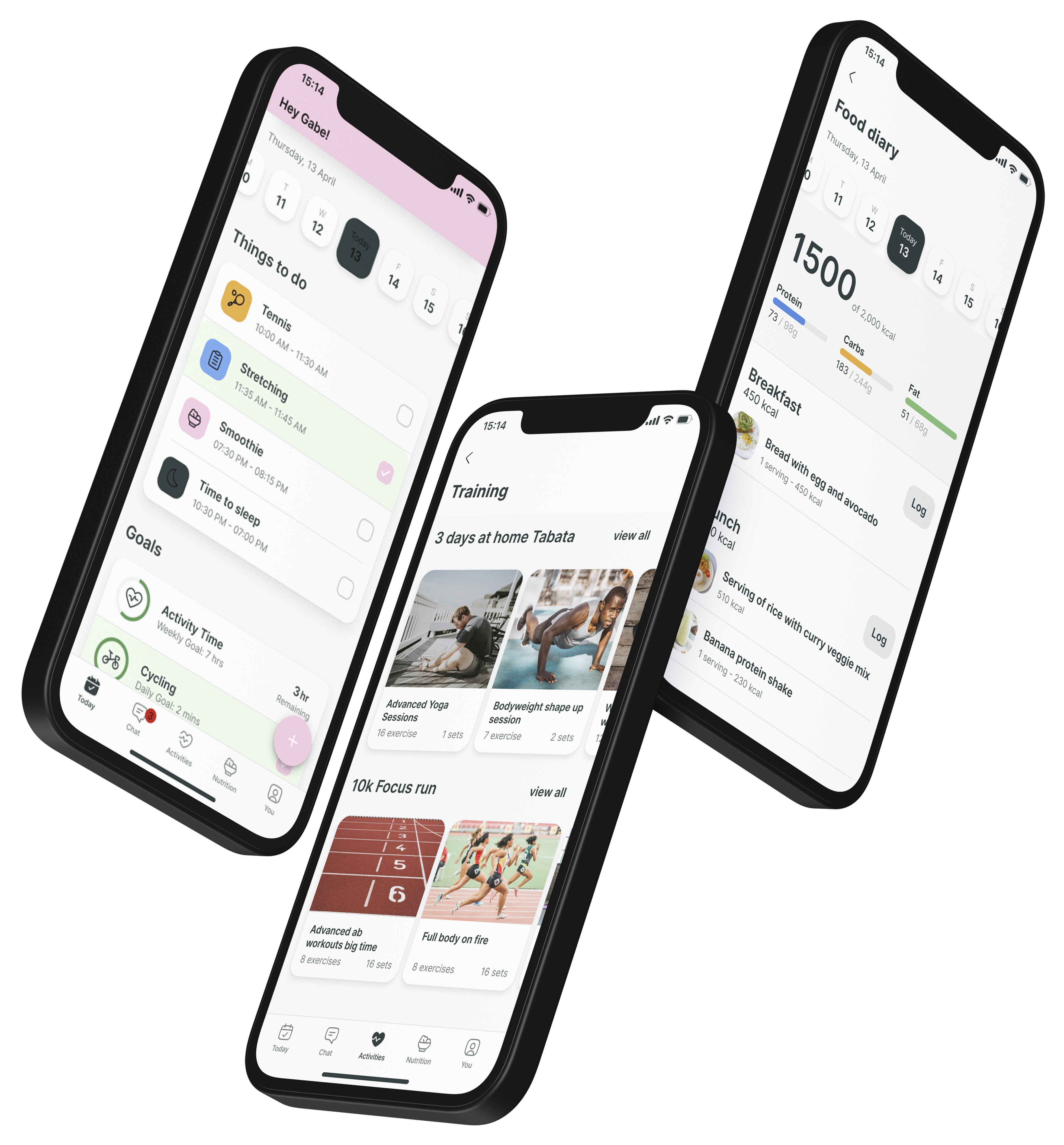 A mockup of the coaching app showcasing the features.